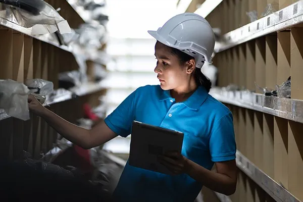 重機の部品の検査作業